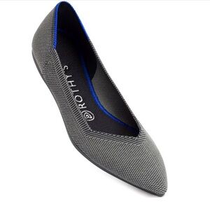 Rothy’s “The Point” flats in Cloud Grey Birdseye, women’s size 7.5